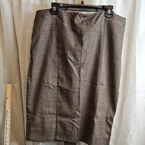 New York & Company Briwn Herringbone Pencil Skirt Sz 16